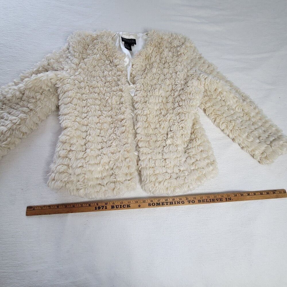 Live a Little Top Coat Jacket Womens Size Large Faux Fur Cream/White Size XL - Picture 7 of 16